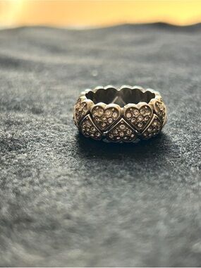 Brighton Silver Heart Crystal Band - Silver Tone